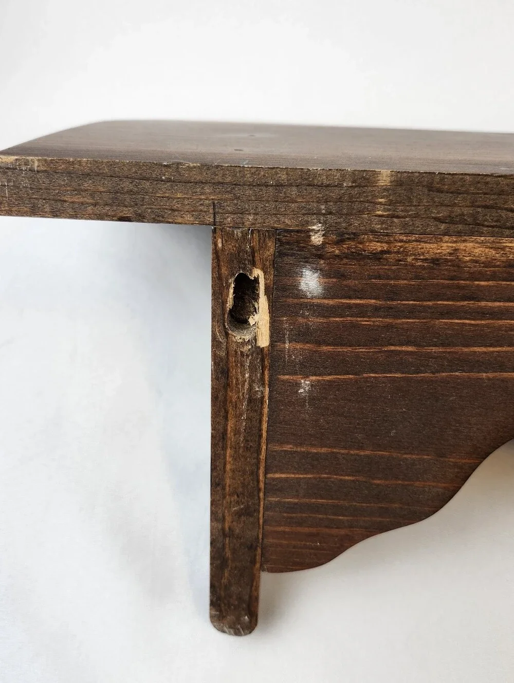 Cottagecore Country Rustic Farmhouse Brown Wood Wall Shelf Heart Cutout  24x6x7
